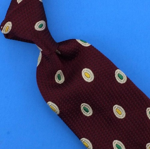 Corbata Turnbull & Asser Inglaterra Granate Rojo Verde Dorado Ovalada Lujo L3-F Nueva - Imagen 8 de 9