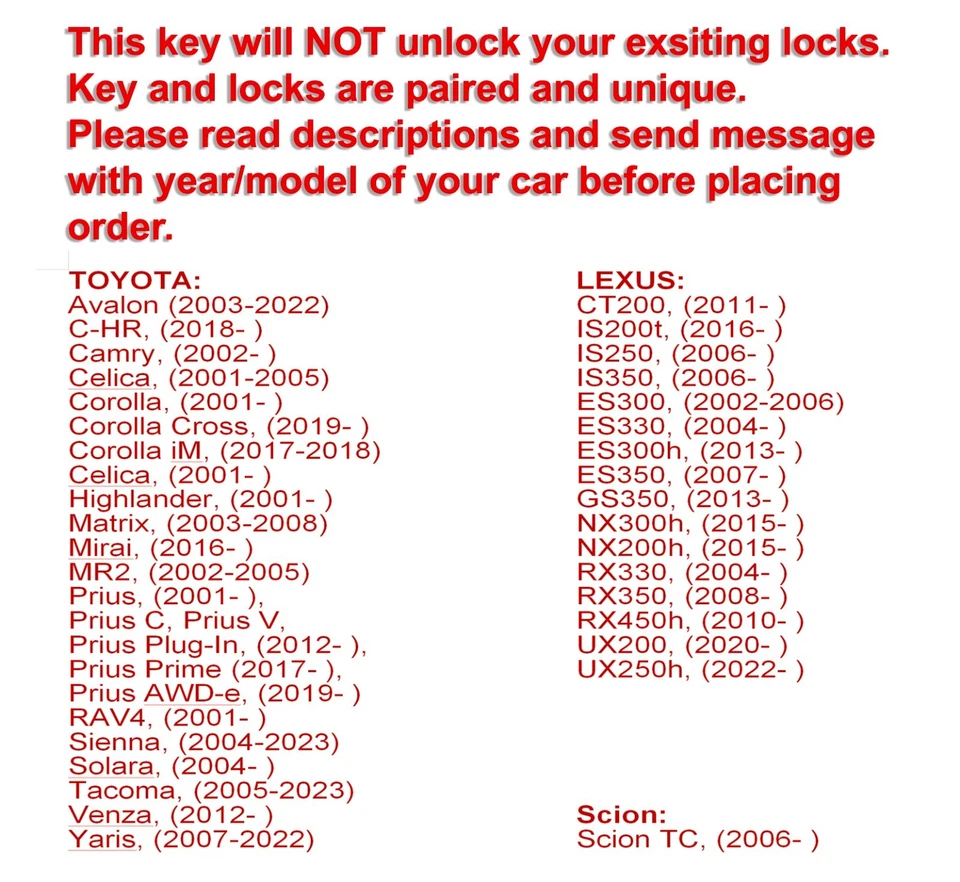 Toyota Alloy Wheel Lock Set Genuine OEM (short ones) with 2 Keys, BNIB USA - Image 2 of 4