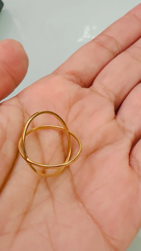 Echter 18k Gelbgold X Ring Größe 5-5,5" minimalistisch modern Unisex nicht vergoldet - Video 1 von 1