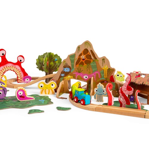 Bigjigs Rail Monster Train Set - 50 piezas Ferrocarril de madera para niños, regalos para niños - Imagen 3 de 4