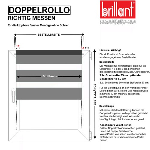Doppelrollo Zebra Duo Rollo ohne Bohren Klemmfix Sichtschutz Jalousie mit Perlen - Bild 29 von 38
