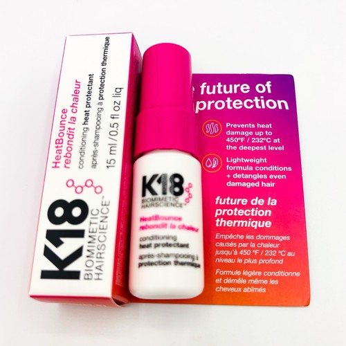 K18 HeatBounce Conditioning Heat Protectant 15 mL / 0.5 oz Travel Size New
