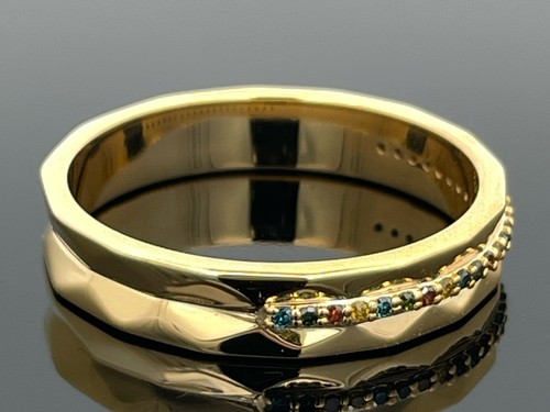 ANELLO GR.21 (CA.66) ARGENTO 925/ORO GIALLO PL. CON DIAMANTI (CIRCA 0,12 CT.) CACCIA GIOIELLI - Foto 2 di 3