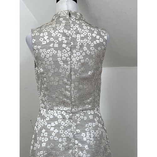 Monsoon Maxi Dress Skater Ivory Cream White Jacquard Size 12 Floral Sleeveless - Picture 8 of 13