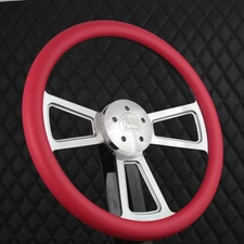 (T04) 18" Steering Wheel Big Rig Red Vinyl KEN W900 & PETE 320-389