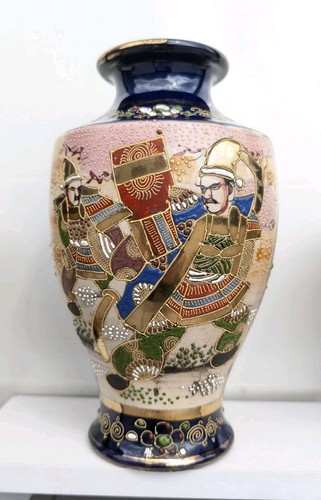 3 jarrones antiguos japoneses Satsuma cobalto Gosu esmalte azul Kinkozan Asano Shimazu - Imagen 19 de 24