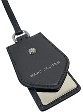 Marc Jacobs Authentic Dark Shadow Grey Calfskin Silver Metal Designer Travel Tag