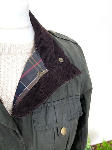 BARBOUR Olive Lightweight Defence Wachsjacke UK 14 EU 40 USA 10 XL Waxed Utility - Bild 9 von 15