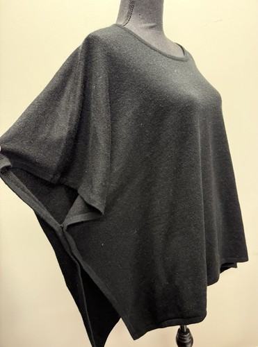 Croft & Barrow Black Pullover Poncho Sweater Square Short  Sleeve S/M Oversized - Picture 2 of 9