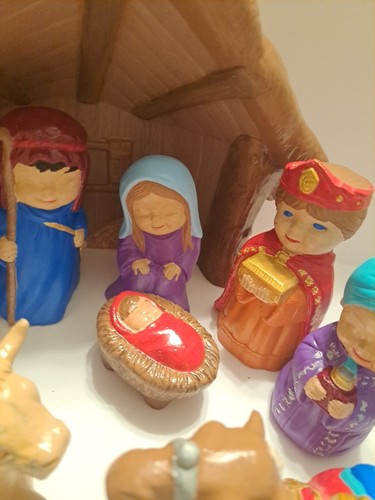 14-teilige religiöse Weihnachtskrippe in sehr gutem Zustand. Jesus ist geboren - Bild 10 von 10