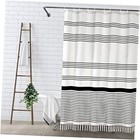  Boho Shower Curtain for Bathroom Stripe Tassel 72"W x 72"L Black and White