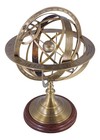 Sphère armillaire en laiton antique/bois 50 cm Sea-Club