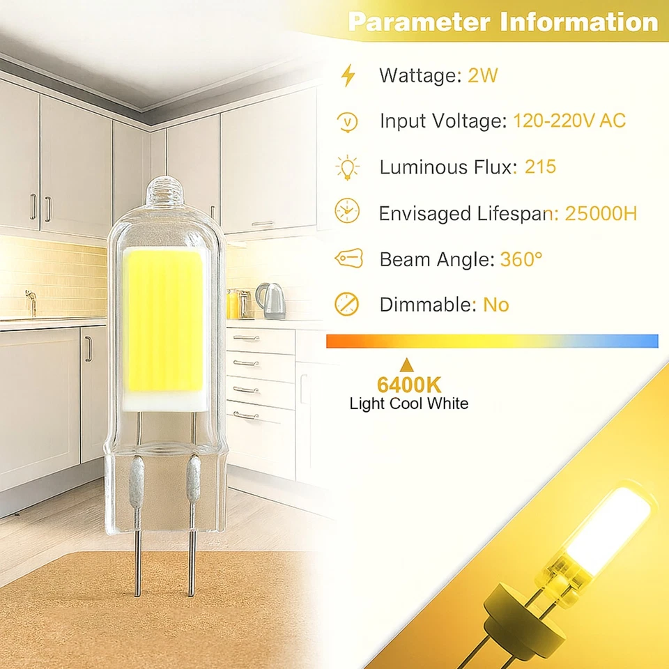 2 x G9 LED Leuchtmittel kaltweiß 2W G9 Mini LED Long Life hohe Energiespar A Birnen - Bild 3 von 4