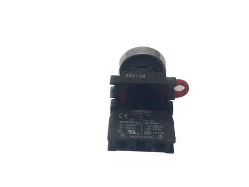 NOS Omron 10A 120V SPST 1 N.O. PAnel Mounted Black Pushbutton A22R-FB-10 - Picture 2 of 5