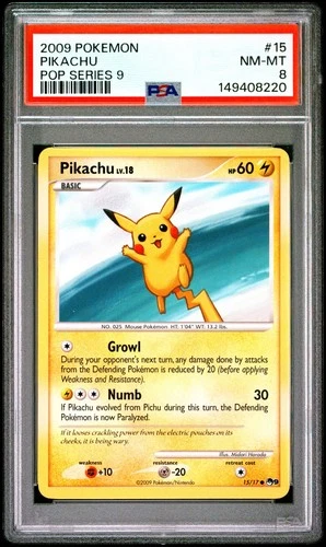 2009 POKEMON POP SERIES 9 15 PIKACHU PSA 8