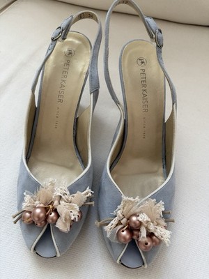 Peter Kaiser Damen Peeptoe-Sandale Größe 8 Ungebraucht Leder Hellblau