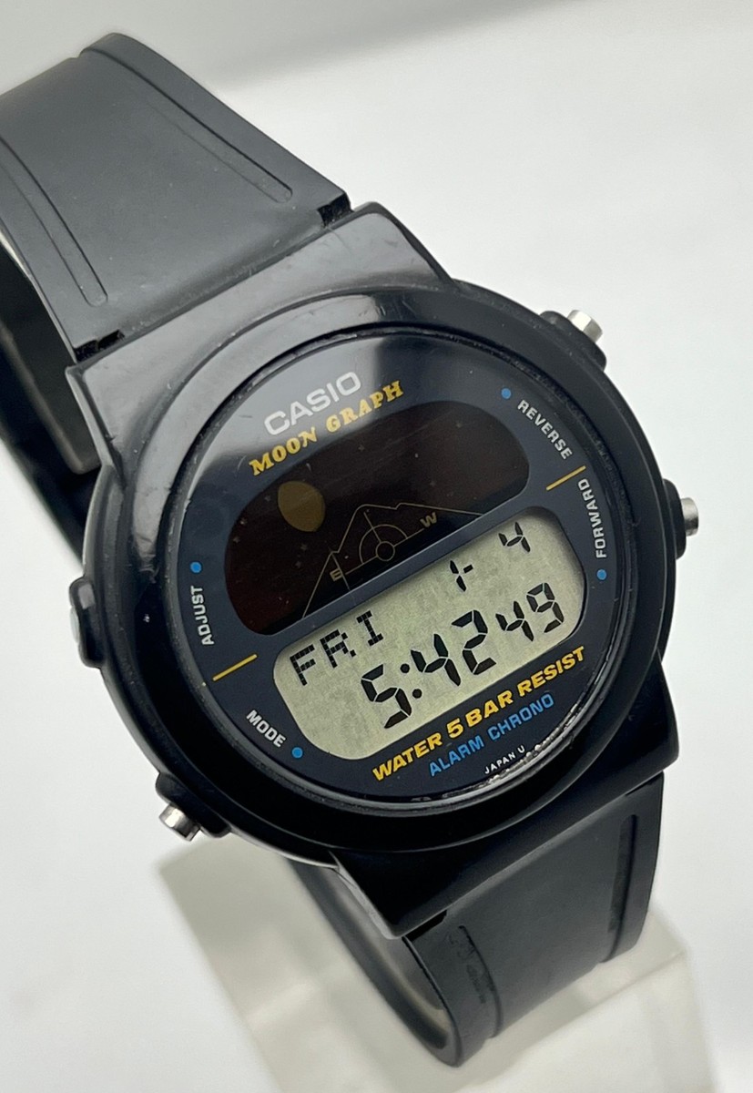 時計 CASIO MOON GRAPH Casio Moon Graph Black Men's Watch - GMW-15 for sale online