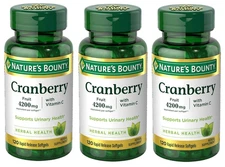 Pack 3 Nature's Bounty Cranberry With Vit C, Urinary Health, 4200Mg 120 Ct 09/25