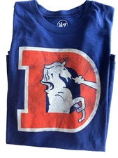 Denver Broncos LOGO '47 Brand Men's Large 70/30 C/P Blue Short Sleeve T-Shirt