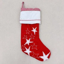 Pottery Barn Kids Stars Red Quilted Christmas Stocking,No Monogram