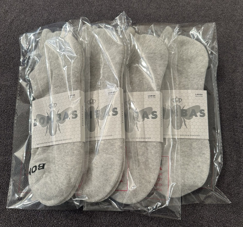 Bombas 4er Pack Söckchen Grau Unisex Socken Größe L Neu mit Etikett - Bild 1 von 3