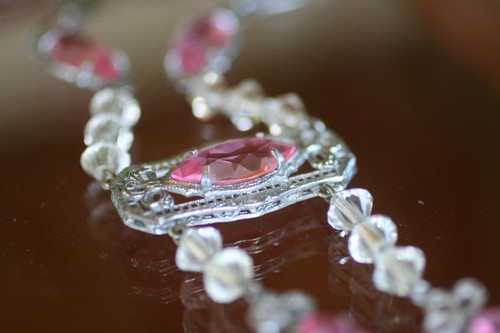 Antiguo: ¿TOPACIO ROSA ART DECO? COLLAR ESTILO GARGANTILLA TONO PLATA ORNAMENTADO EX ESTADO - Imagen 15 de 20