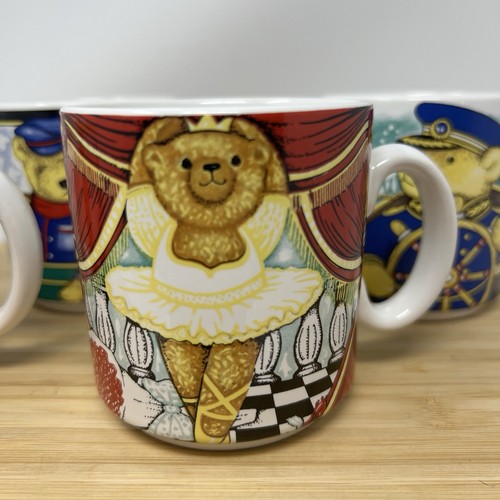 Vintage Wade Bear Ambitions Mug Set Of 5 Children’s Cups Teddy Made In England - Picture 3 of 14