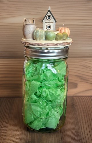 YANKEE CANDLE1 Vintage Candle Topper with Ball Jar COUNTRY PUMPKIN Theme - Picture 5 of 5