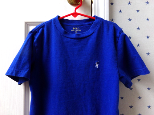 FLAW Ralph Lauren Solid Blue White Pony Logo T-Shirt S Size Small 8 Boys Classic - Picture 3 of 12