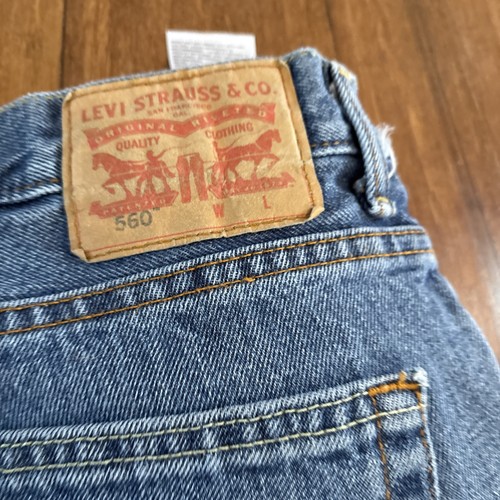 Levi's 560 Jeans Mens Blue Denim Loose Tapered Fit 100% Heavy Cotton 48X30 - Picture 6 of 10