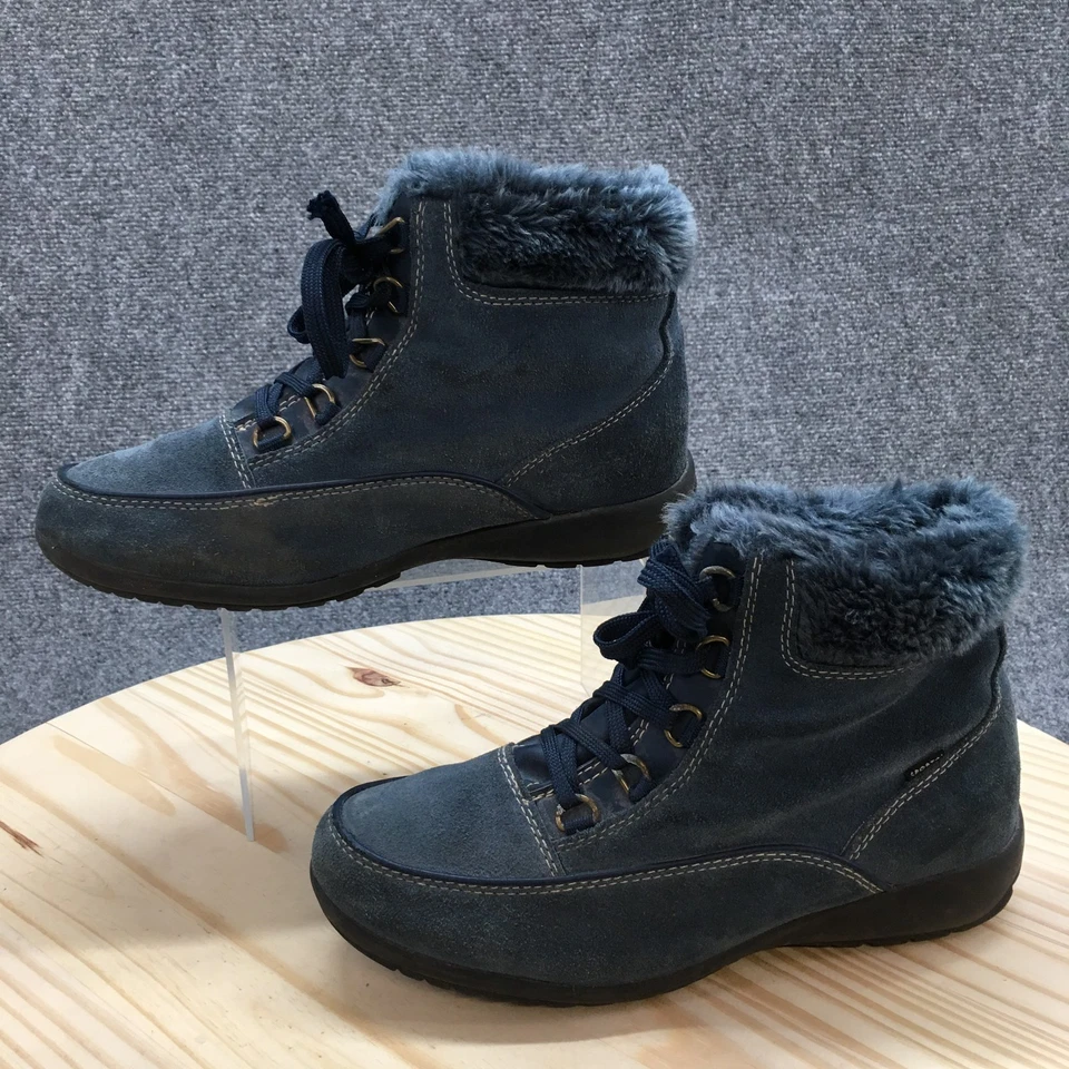 Sporto Boots Womens 9 M Amanda Snow Blue Leather Round Toe Comfort Ankle Top - Image 2 of 4