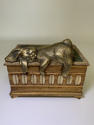 Brass Sleeping Bunny Rabbit Shelf Sitter Decorative Figurine