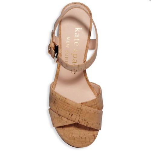 Kate Spade Jasper Tan Cork Platform Wedges Ankle Strap Open Toe Comfy Sandals 9 - Picture 5 of 11