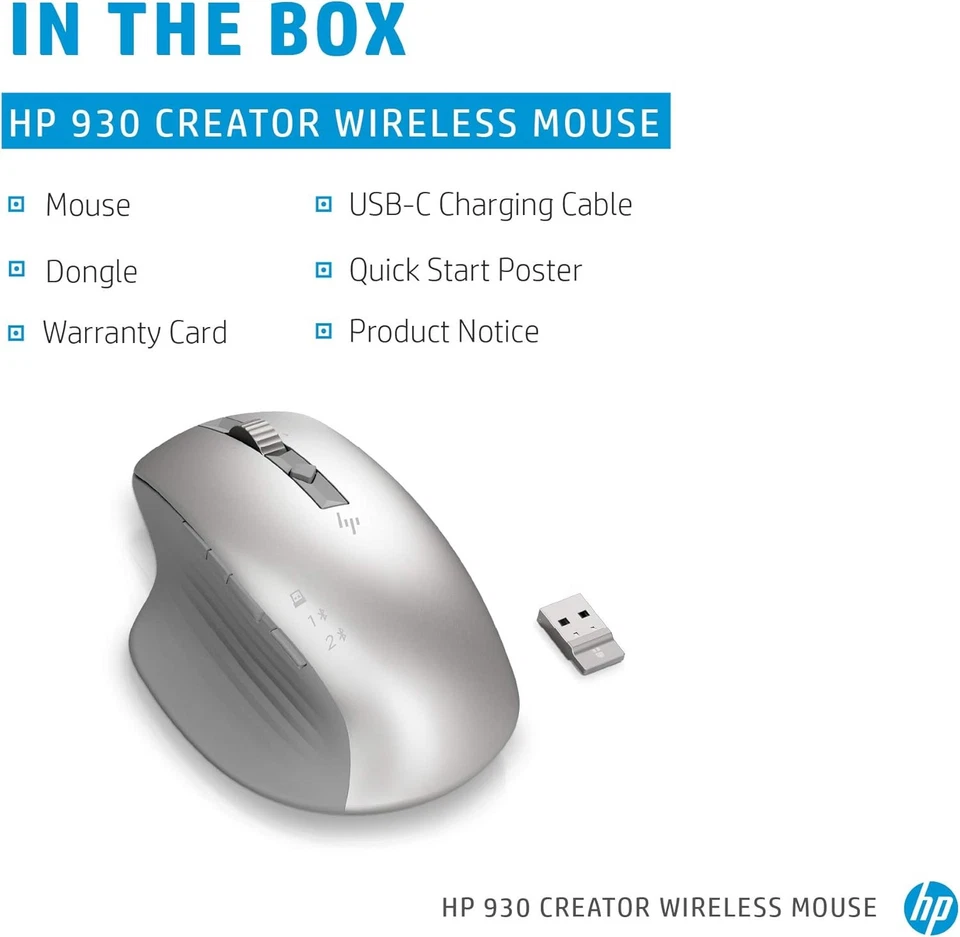 HP 930 Creator Wireless Mouse up to 3000 DPI, Programmable buttons, Rechargeable - Image 4 of 4