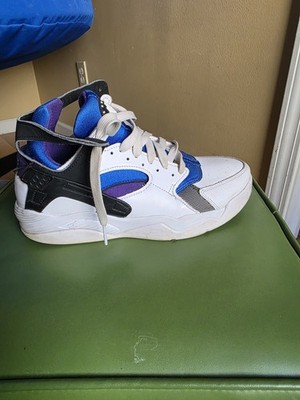 Nike Air Flight Huarache White Black Purple Blue High Top Basketball Sneakers