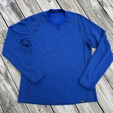 Patagonia Mens Lg Capilene Midweight Base Layer Long Sleeve Shirt Blue Hiking