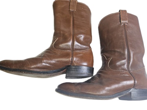 Vintage Tony Lama Cognac Leather Rodeo Cowboy Western Mens Boots Size 11.5 - Picture 2 of 10