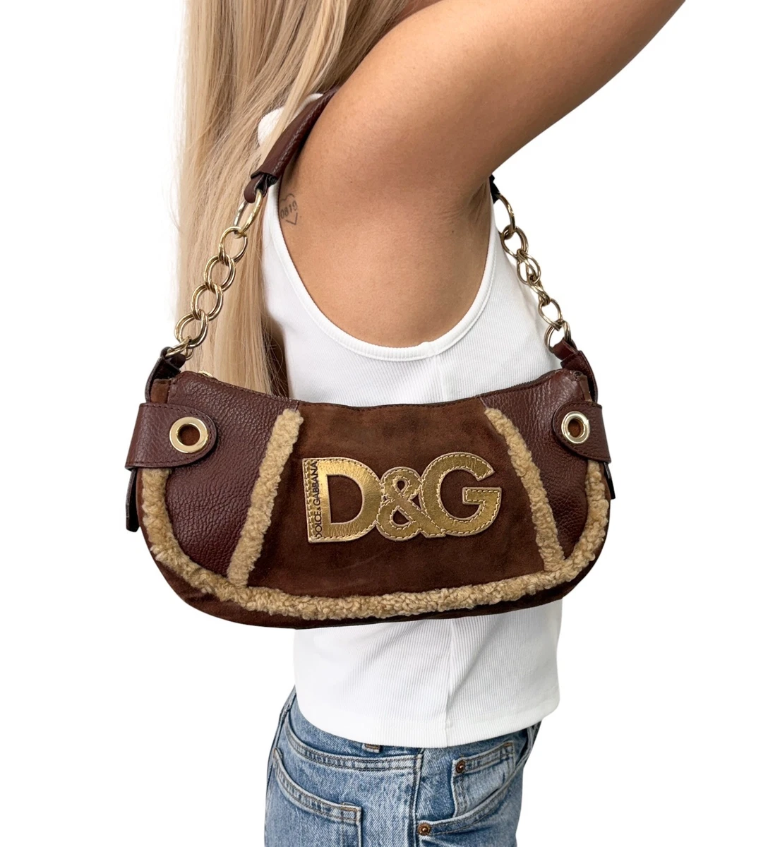 Dolce&Gabbana Women's Suede Exterior Brown Bags & Handbags for