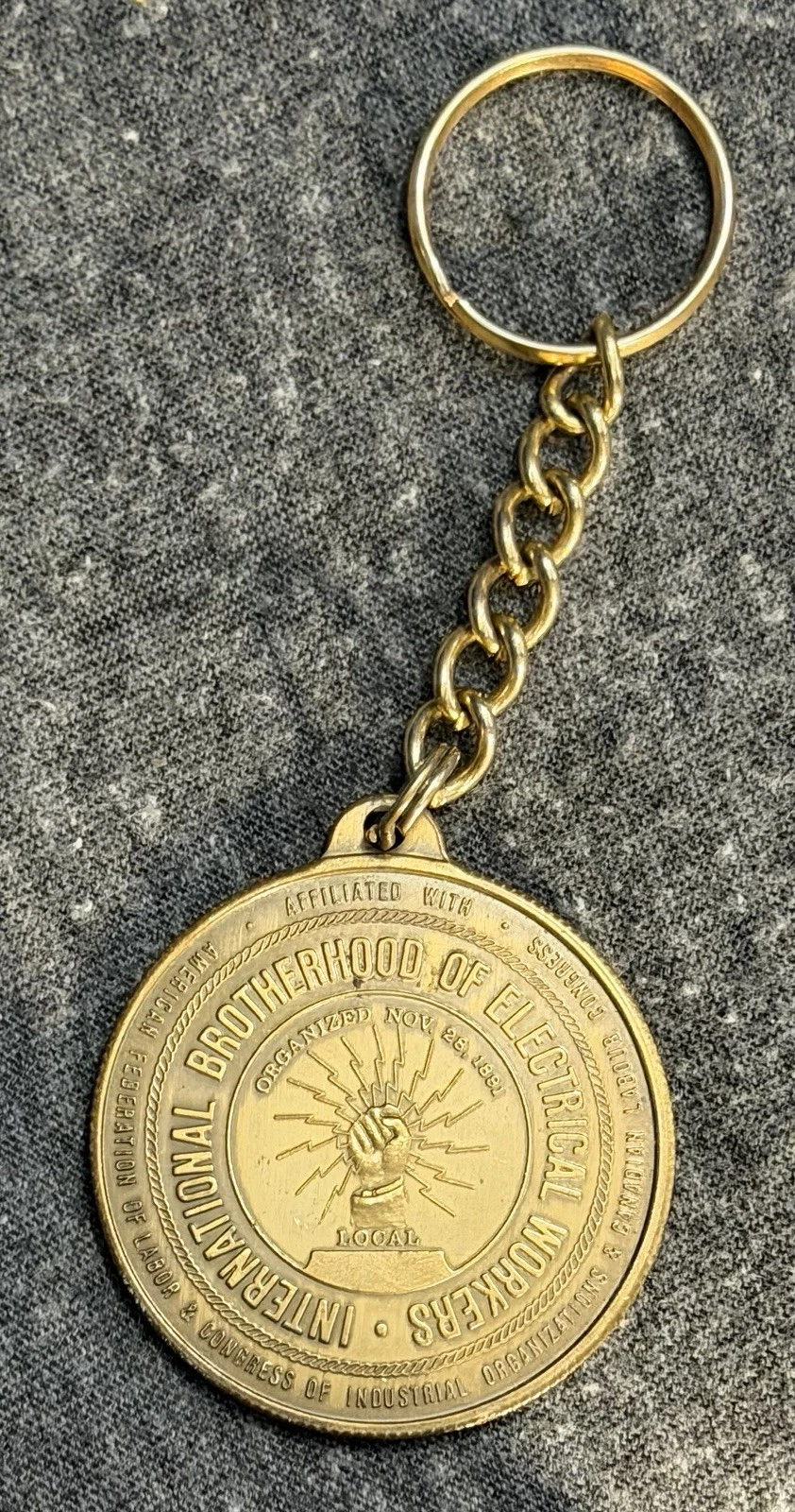 VTG IBEW Iconic Logo Key Fob Ring Keychain Ohms Law image 3