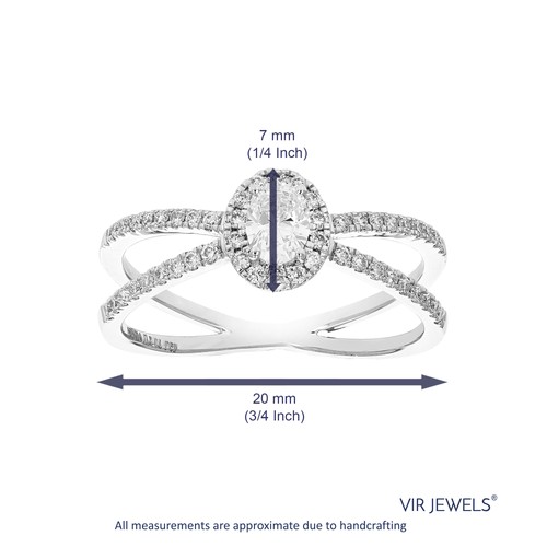 1/2 cttw Lab Created Diamond Wedding Ring in 14K White Gold Oval Prong Size 7 - Picture 5 of 8