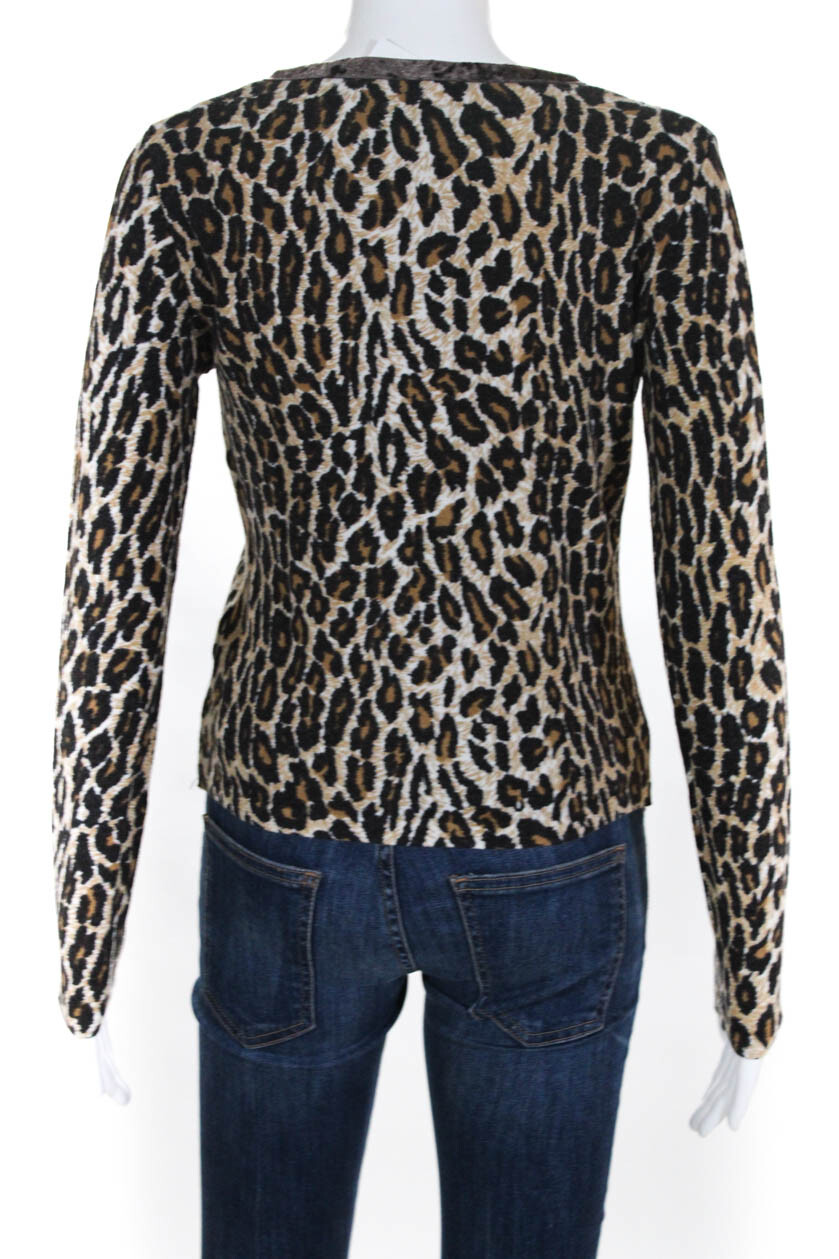 Blumarine Womens Animal Print Cardigan Brown Blac… - image 4