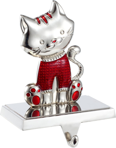 Cat Christmas Stocking ?Holder for Mantle, Cat Stocking Hanger-Metal Stocking H - Picture 6 of 12