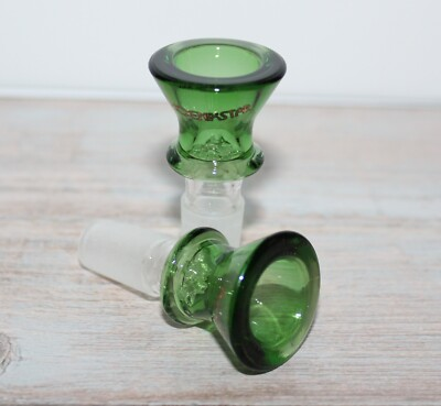 #ad 14mm SIMPLE GREEN Glass Slide Bowl w built in screen Tobacco Slide Bowl 14 mm $14.95