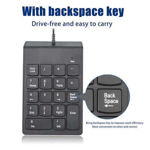 USB Slim Mini Wired Numeric Keypad Number Digital Keyboard 18 Keys - Photo 5/9