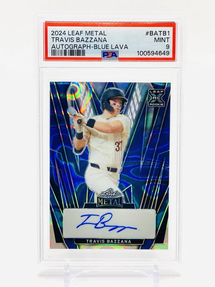 POP 1 - TRAVIS BAZZANA /15 AUTO BLUE LAVA - 2024 Leaf Metal #BATB1 PSA 9 MINT - Image 2 of 3