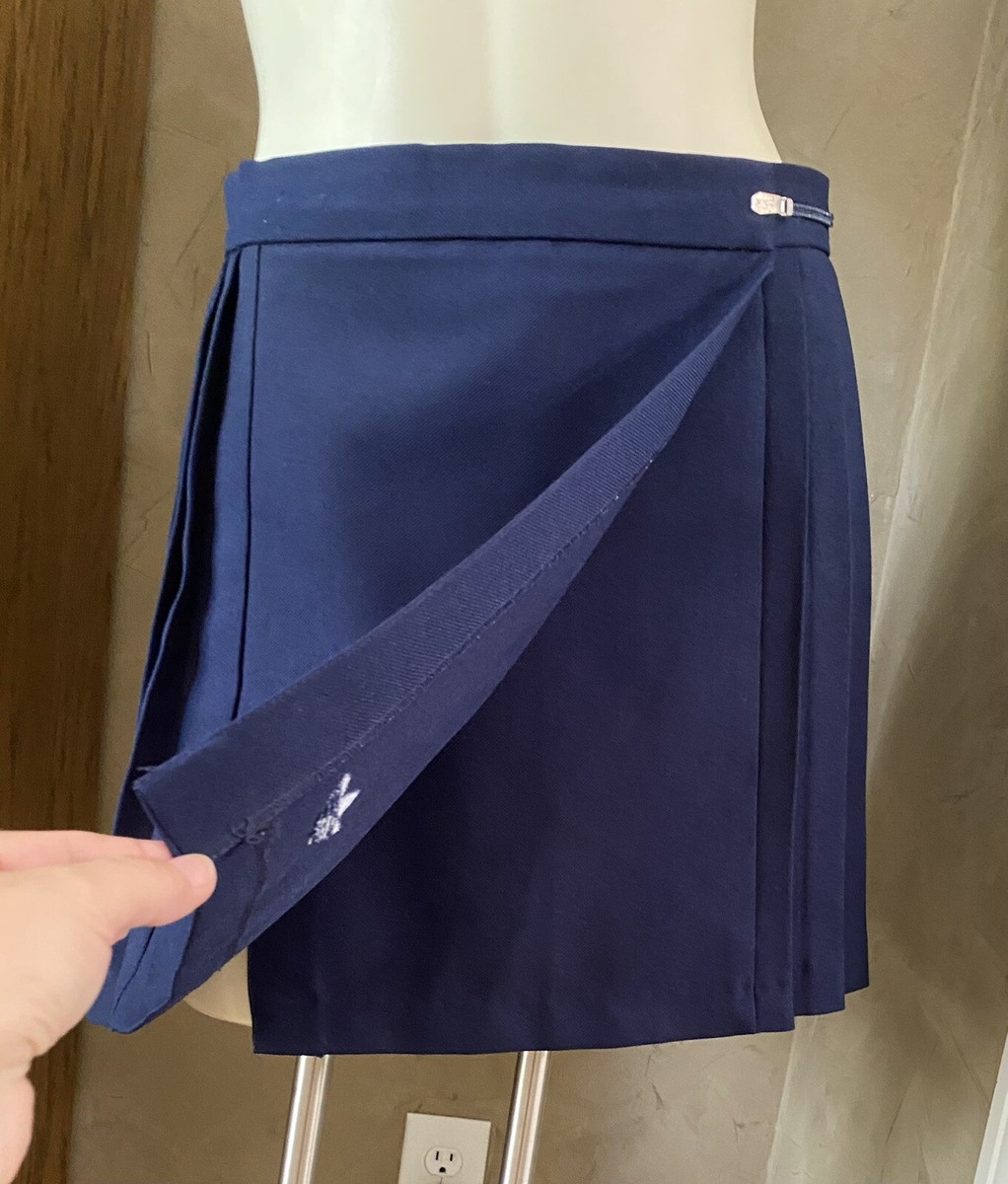★adidas★ 70s skirt navy Adidas Vintage Tennis Pleated Wrap Mini Skirt Navy Blue