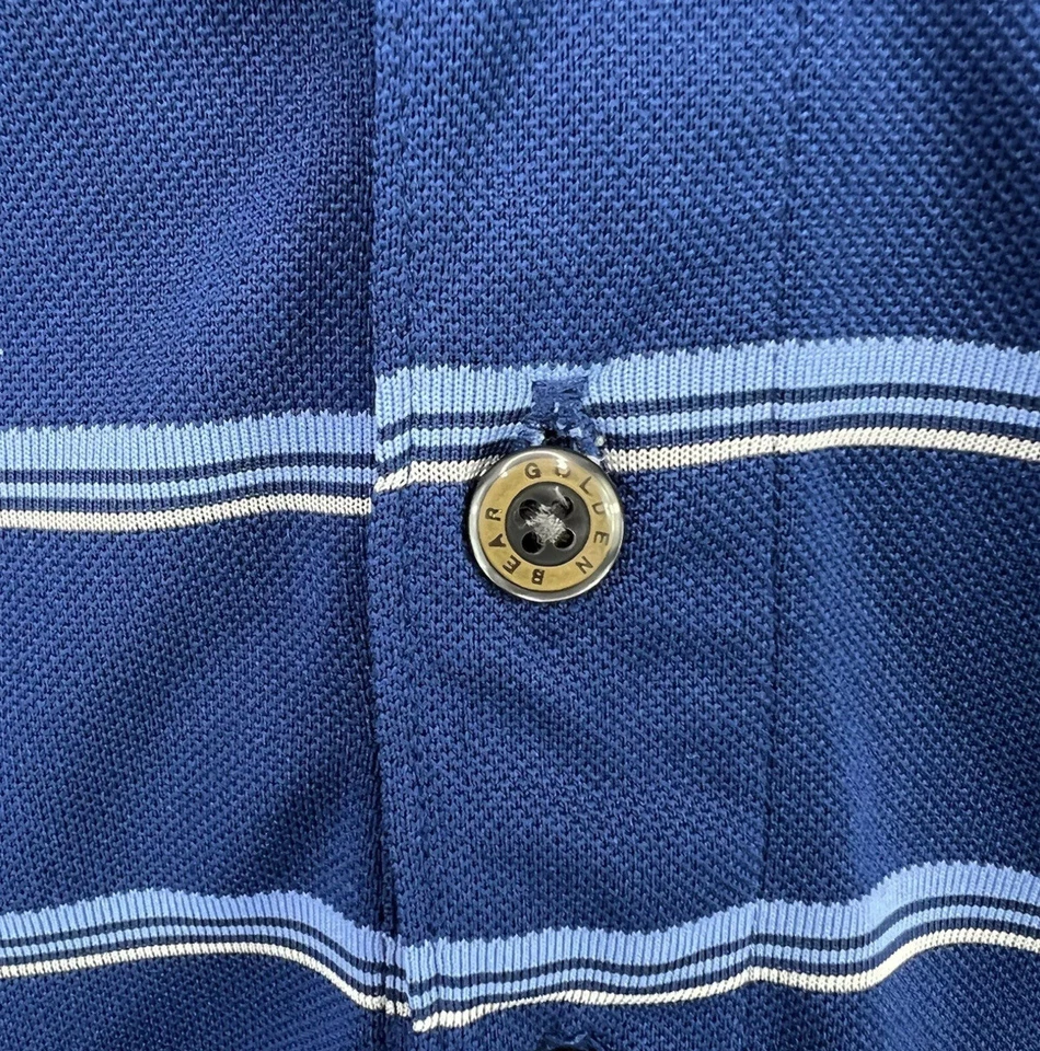 Camisa Polo Golden Bear Para Hombres Abotonada Cuello SS Mediana Azul Blanco Rayas Foto 4 de 4
