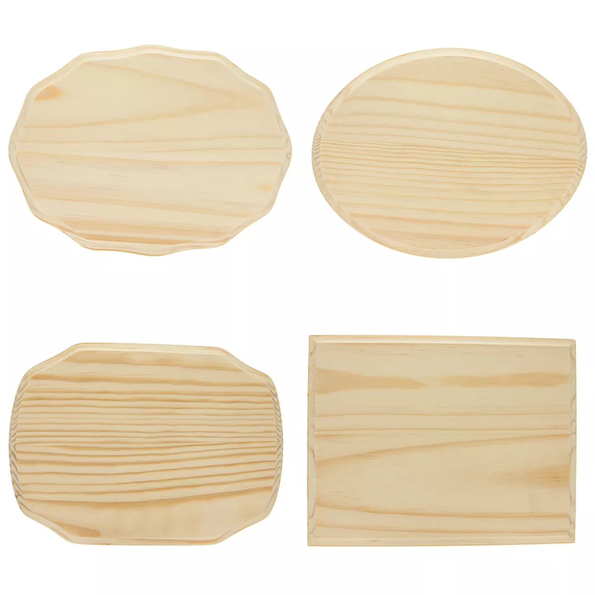 Set of 4 Assorted Size Wooden Unfinished Blank Plaques DIY Crafts