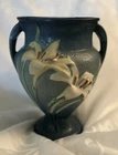 Roseville Pottery Bermuda Blue Zephyr Lily  Vase #202-8 Made in U.S.A. Vintage