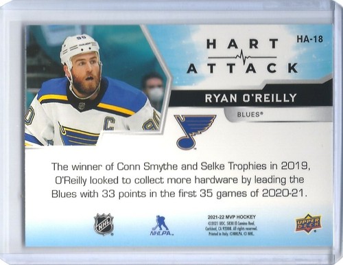 2021-22 Upper Deck MVP Hart Attack #HA-18 Ryan O'Reilly - Picture 2 of 2